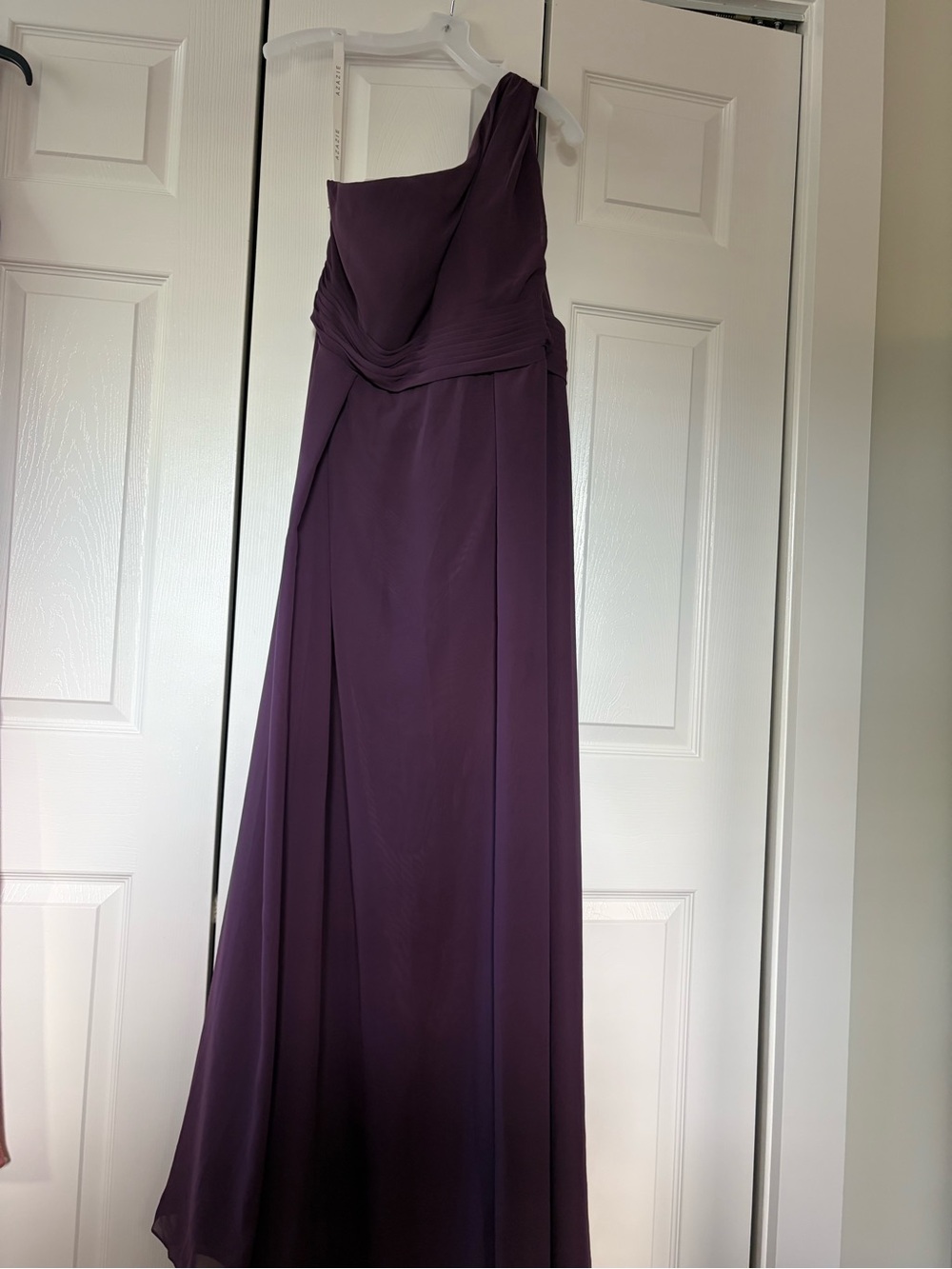 Azazie One-Shoulder Plum Cocktail Gown